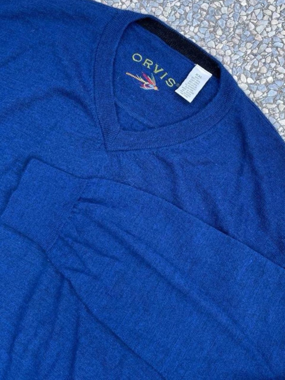 Orvis Men's Wool V-Neck Sweater in Royal Blue